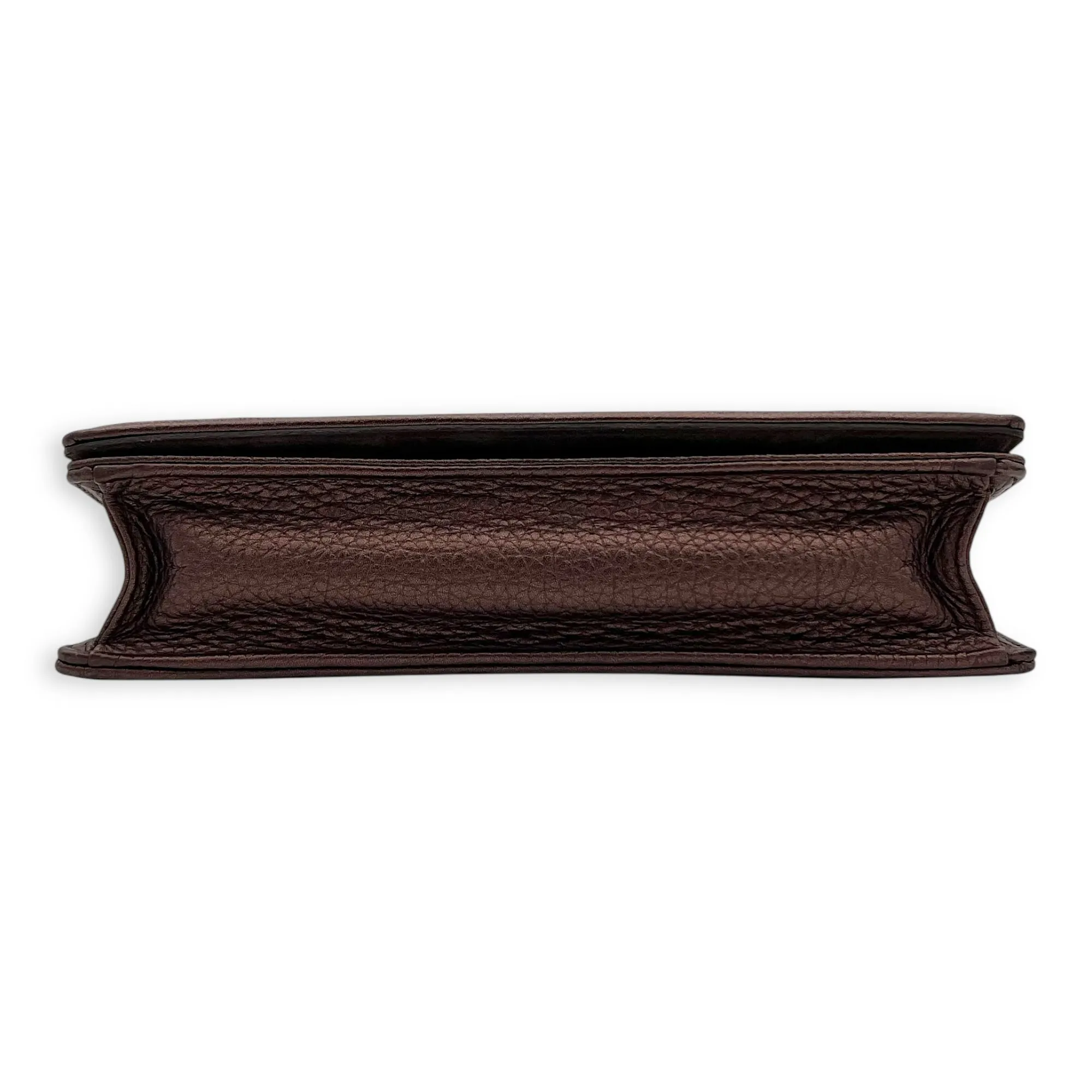Diorama Metallic Bronze Wallet On Chain in Calfskin, Gold hardware