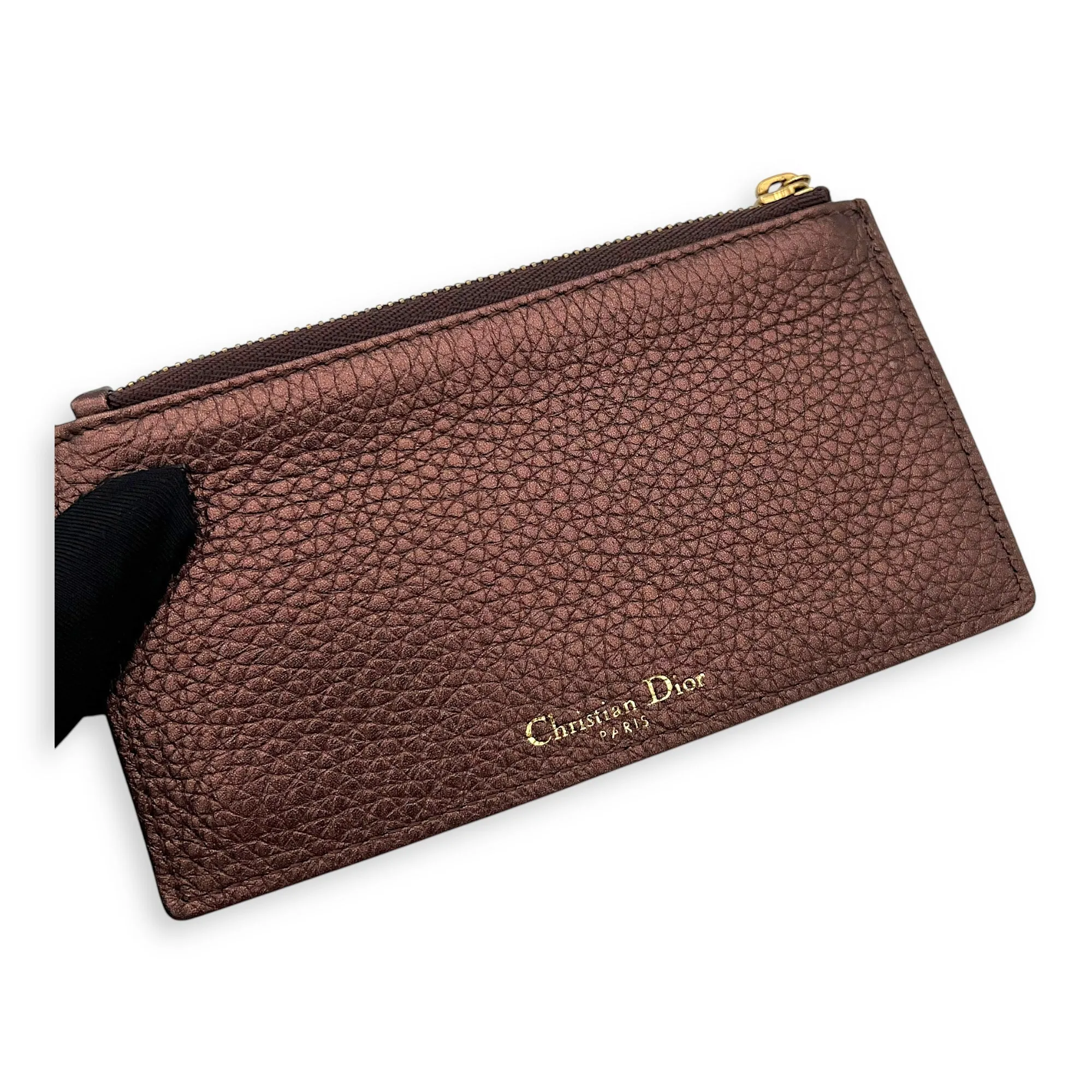 Diorama Metallic Bronze Wallet On Chain in Calfskin, Gold hardware