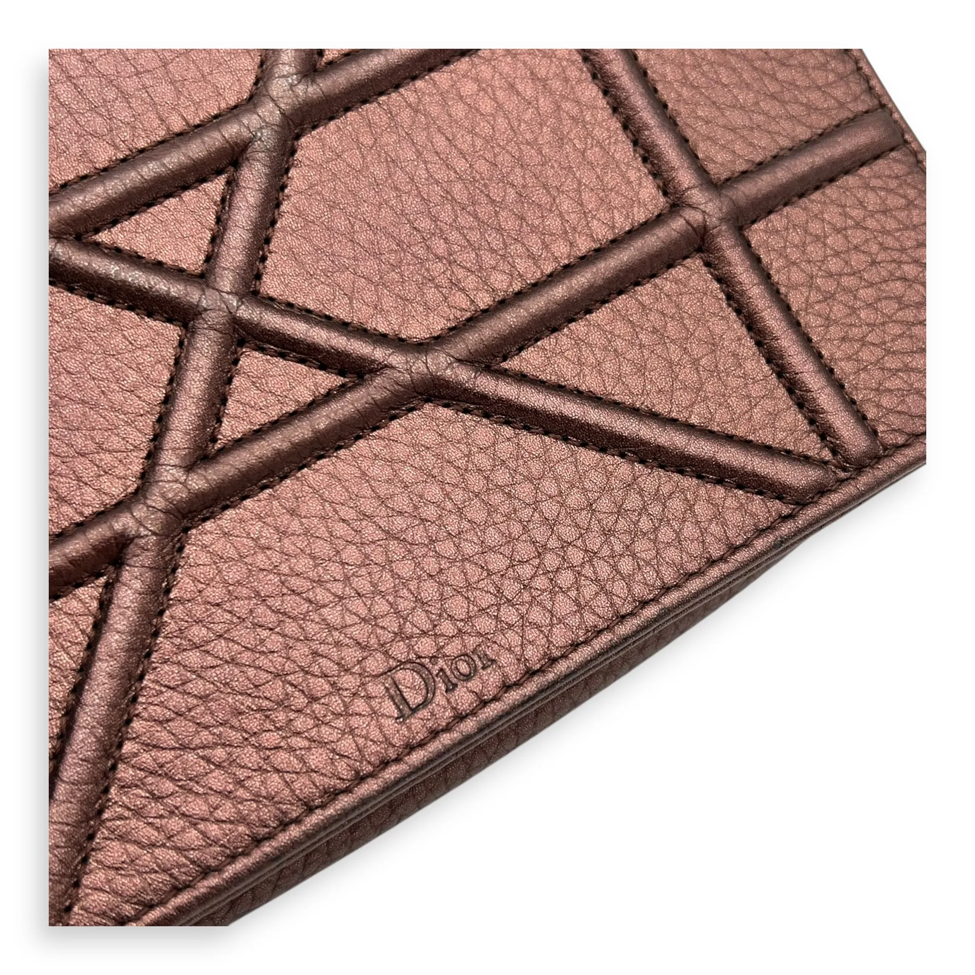 Diorama Metallic Bronze Wallet On Chain in Calfskin, Gold hardware
