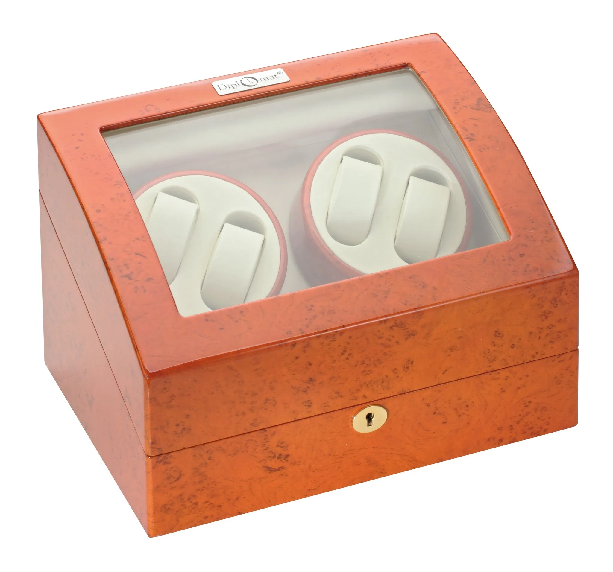 Diplomat Burl Wood Four Watch Winder