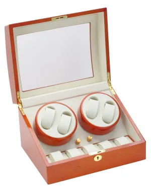 Diplomat Burl Wood Four Watch Winder