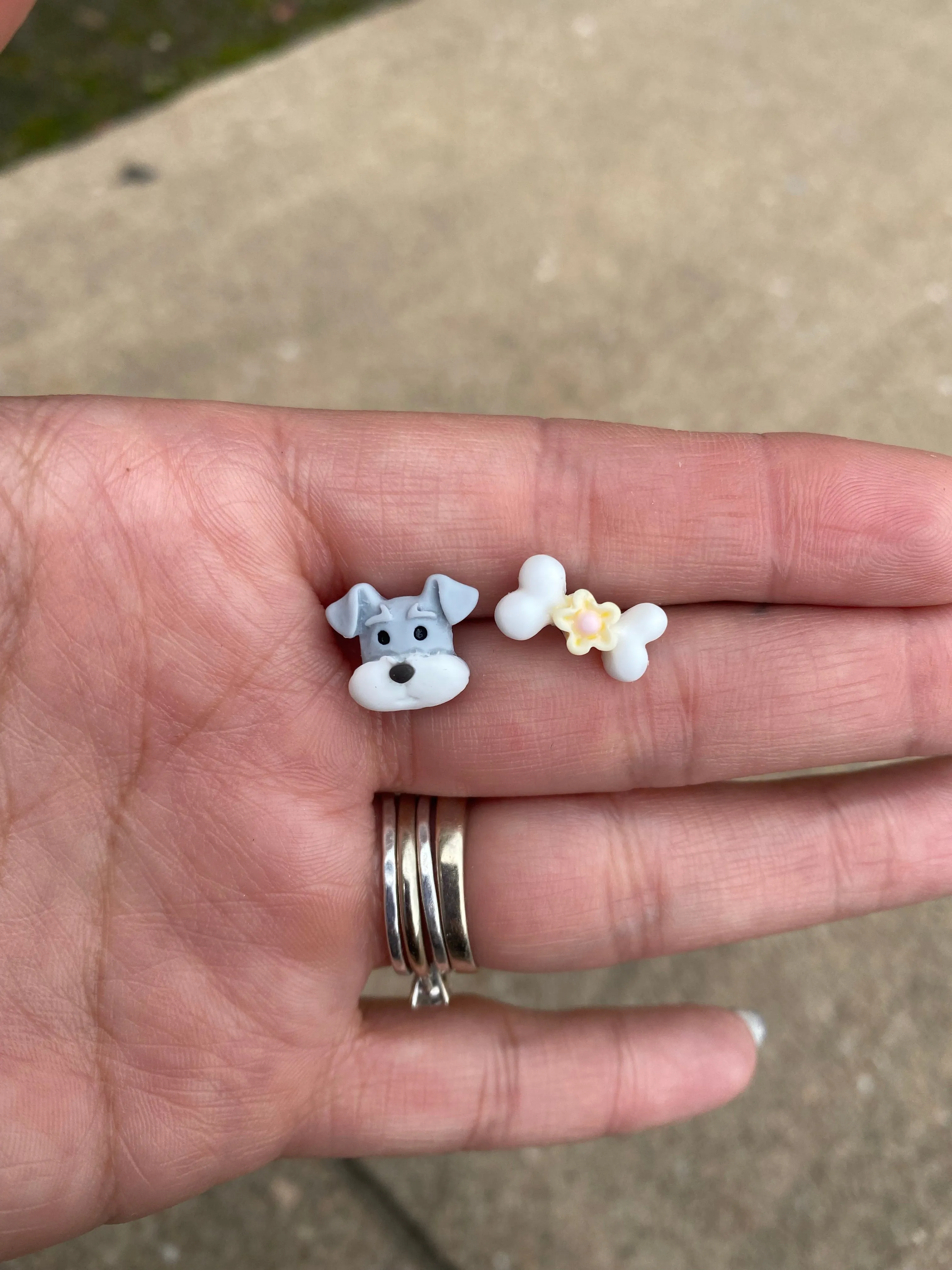 Dog and Bone Stud Earrings