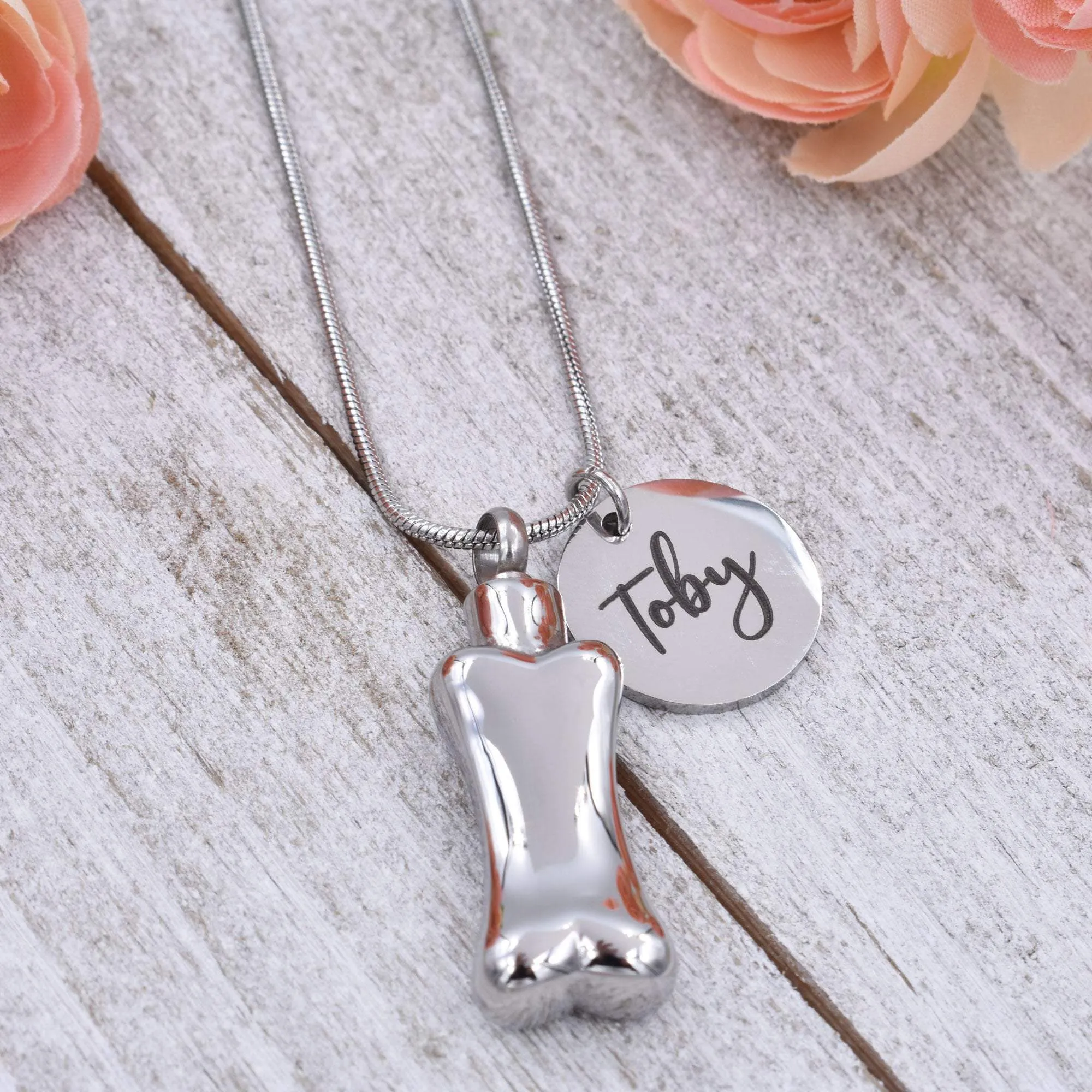 Dog Bone Urn with Name Cremation Jewelry