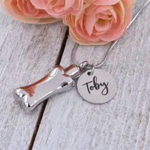 Dog Bone Urn with Name Cremation Jewelry
