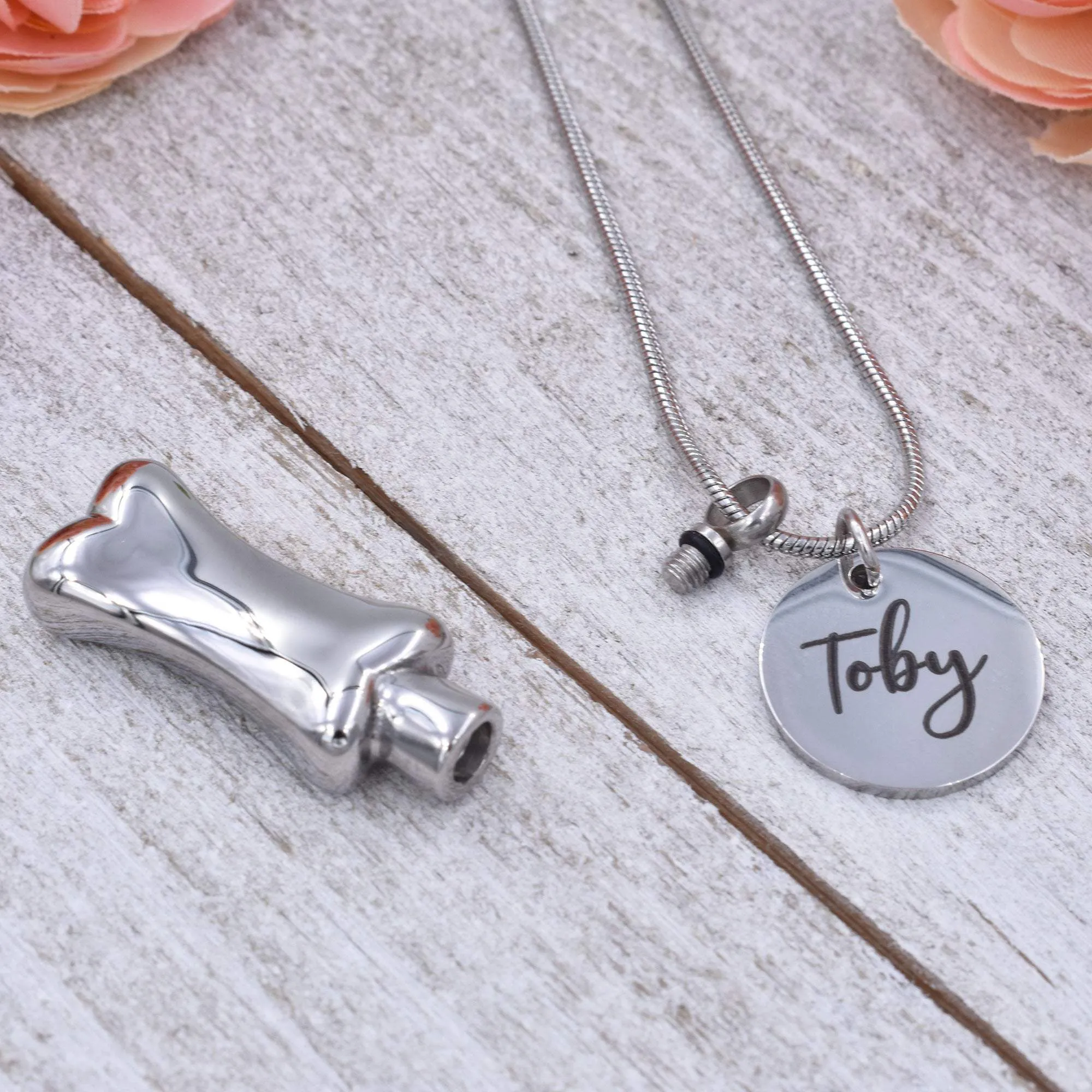 Dog Bone Urn with Name Cremation Jewelry