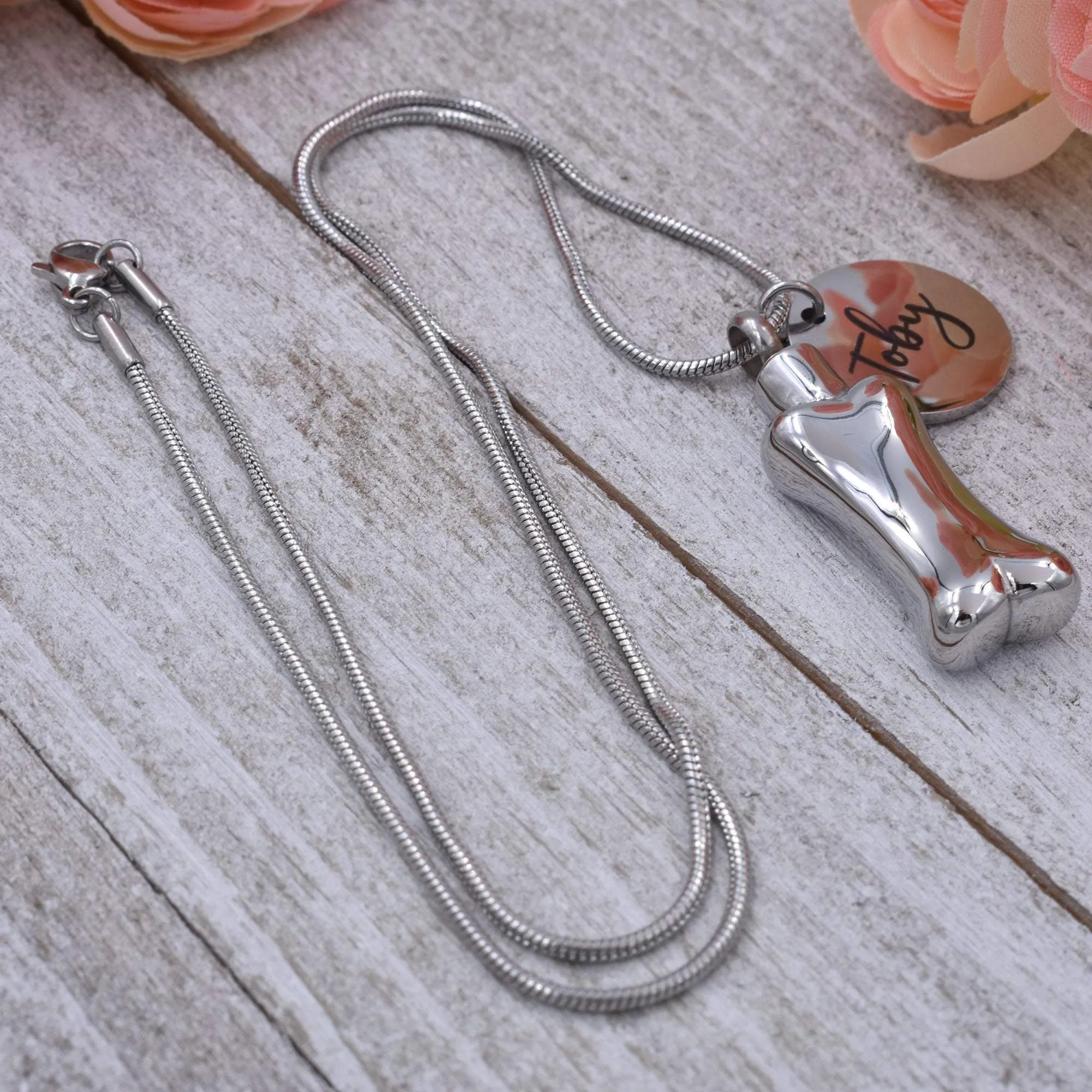 Dog Bone Urn with Name Cremation Jewelry
