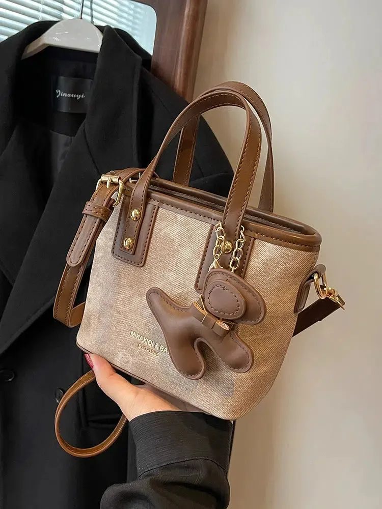 Dog Tag Charm Bucket Shaped Bag