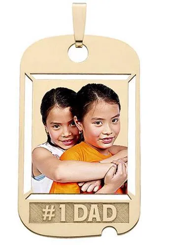 Dog Tag w/ # 1 DAD Etched Jewelry