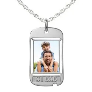 Dog Tag w/ # 1 DAD Etched Jewelry