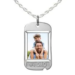 Dog Tag w/ # 1 DAD Etched Jewelry