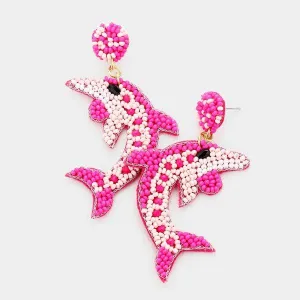 Dolphin Pink Seed Bead Felt Back Earrings