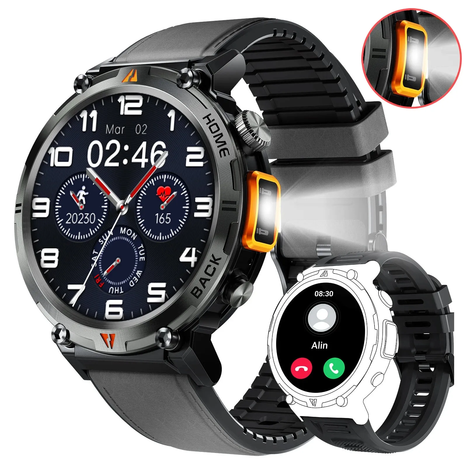 EIGIIS KE3 Bluetooth Call Smart Watch Men Full Touch Screen Health Monitor Clock With Flashlight Men SmartWatch For IOS Android