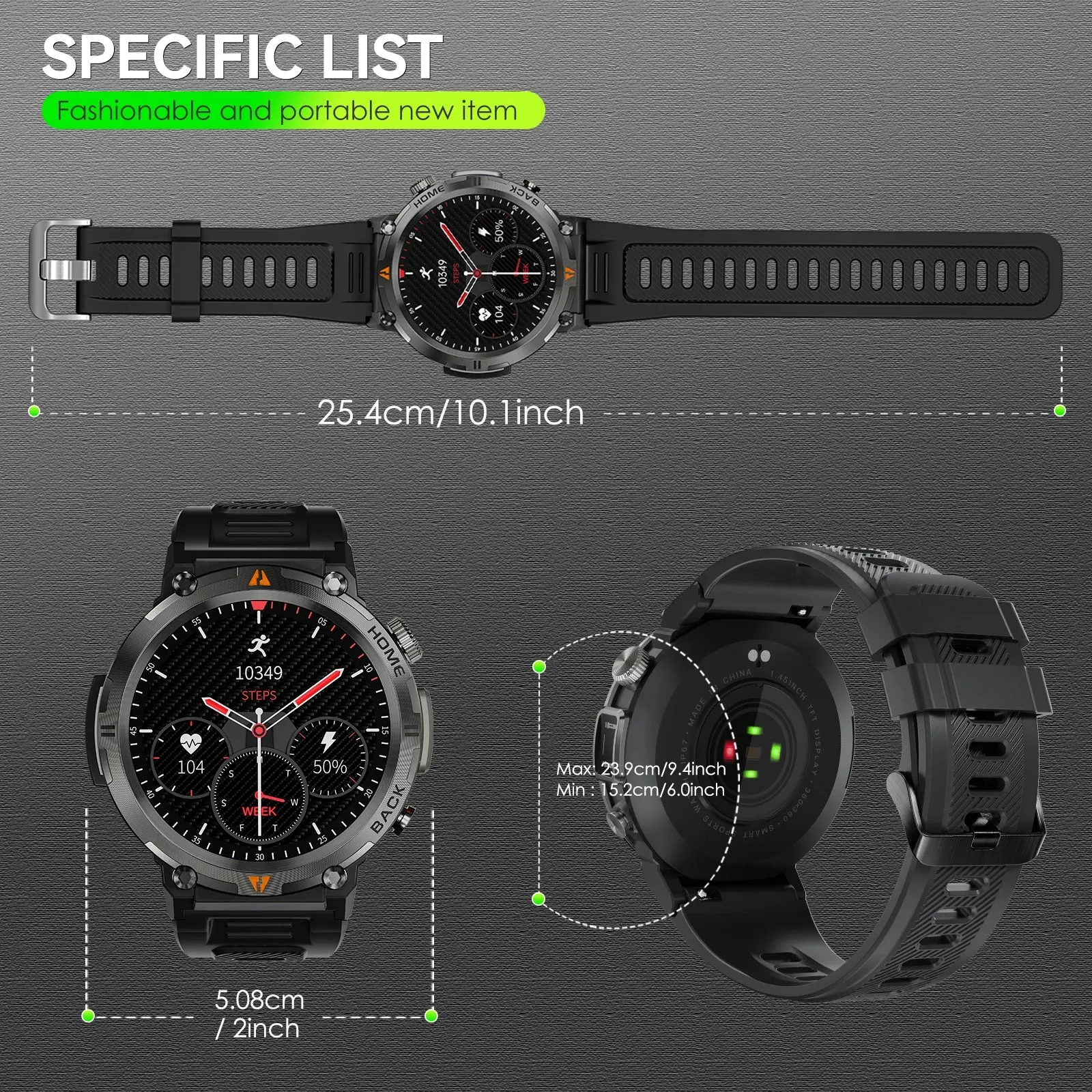 EIGIIS KE3 Bluetooth Call Smart Watch Men Full Touch Screen Health Monitor Clock With Flashlight Men SmartWatch For IOS Android