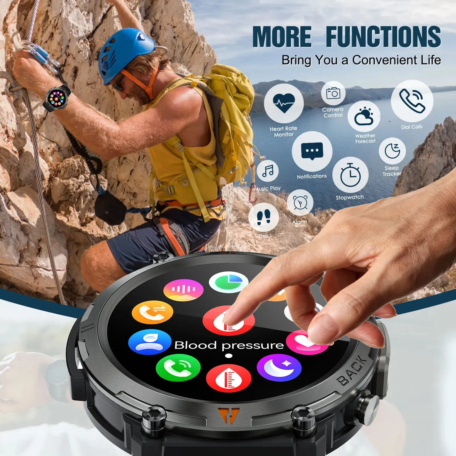 EIGIIS KE3 Bluetooth Call Smart Watch Men Full Touch Screen Health Monitor Clock With Flashlight Men SmartWatch For IOS Android