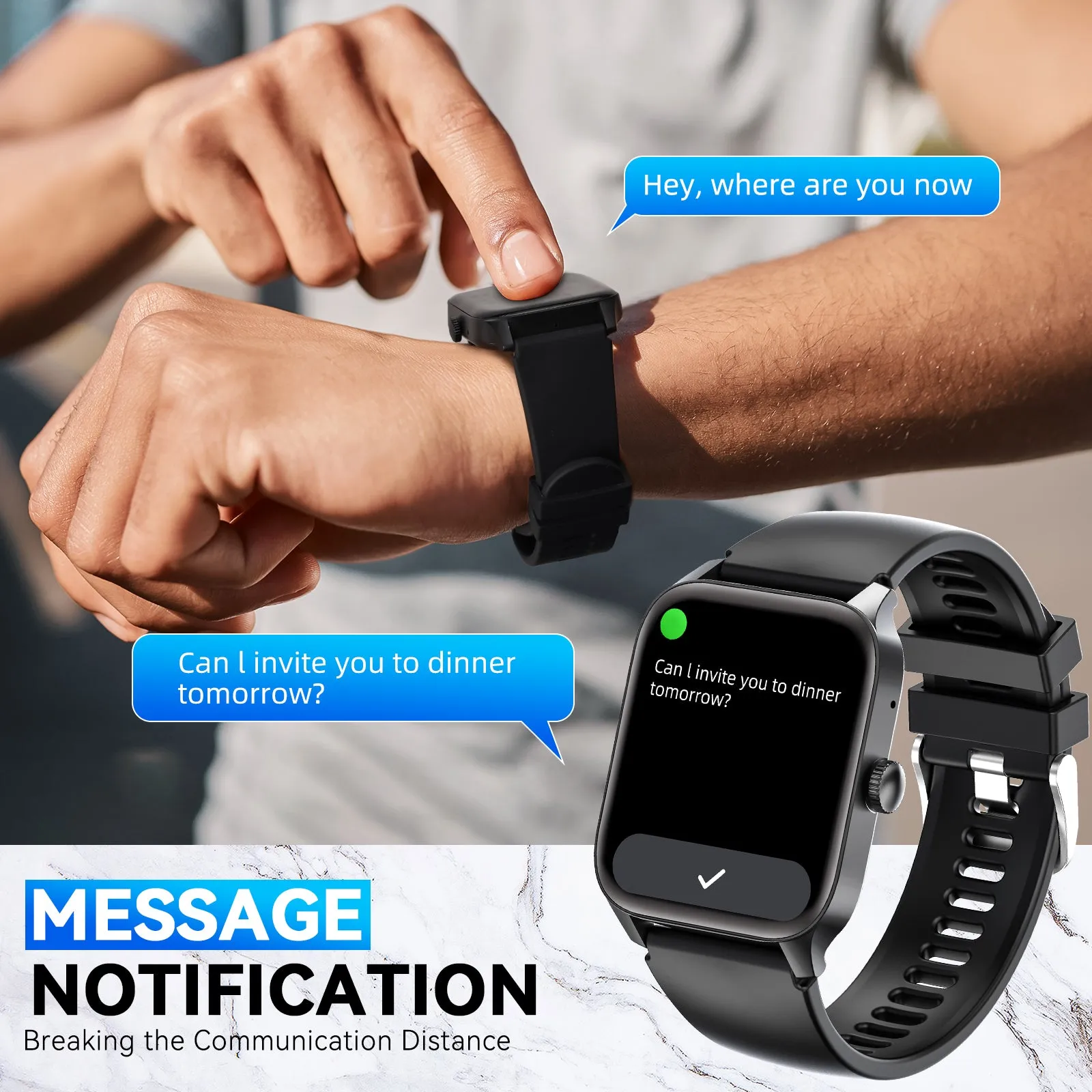 EIGIIS QS56 Smart Watch 1.83" HD Big Screen Smartwatch, IP67 Waterproof Fitness Watch with 110  Sport Modes for Android iOS
