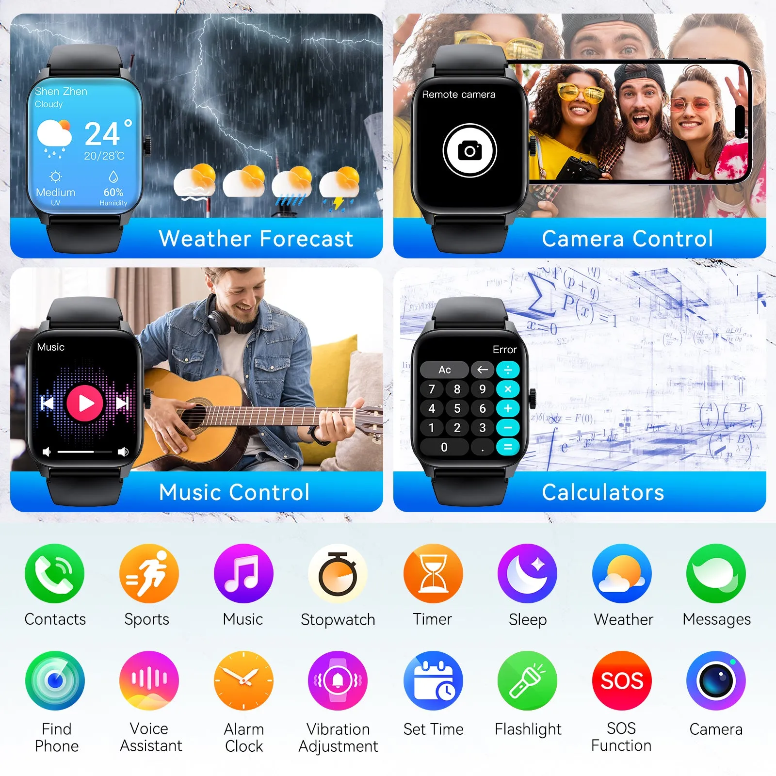 EIGIIS QS56 Smart Watch 1.83" HD Big Screen Smartwatch, IP67 Waterproof Fitness Watch with 110  Sport Modes for Android iOS