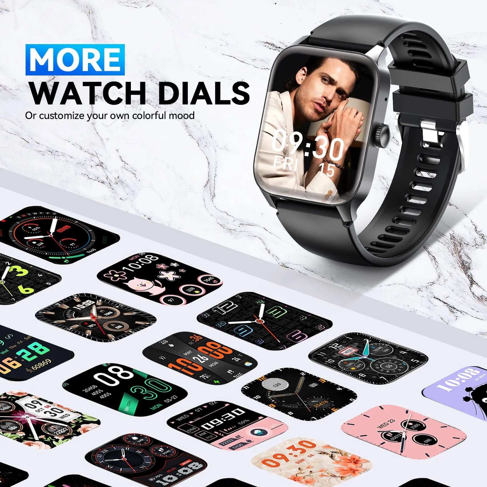 EIGIIS QS56 Smart Watch 1.83" HD Big Screen Smartwatch, IP67 Waterproof Fitness Watch with 110  Sport Modes for Android iOS