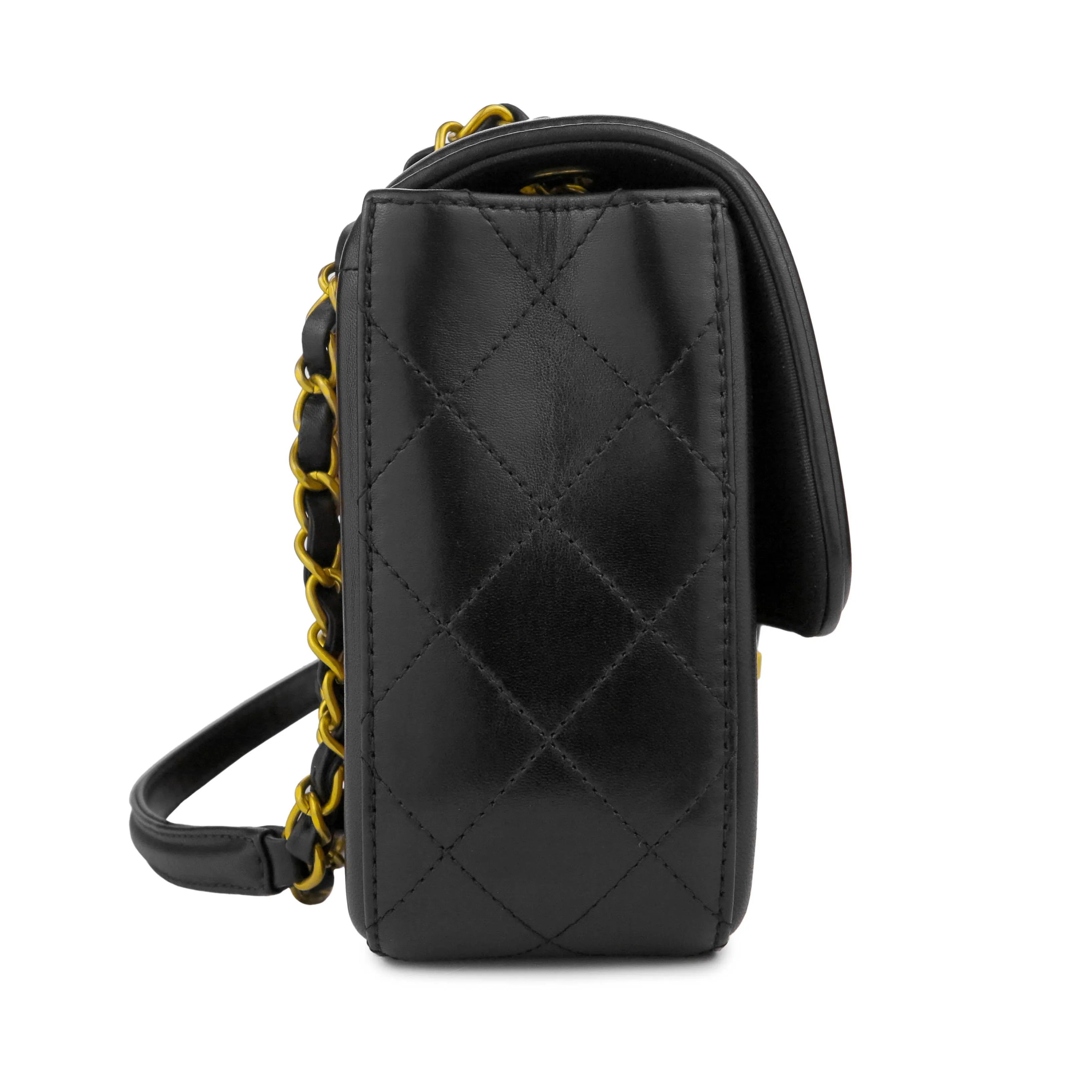 Elegant CC Medium Flap Bag in Caramel Black Lambskin