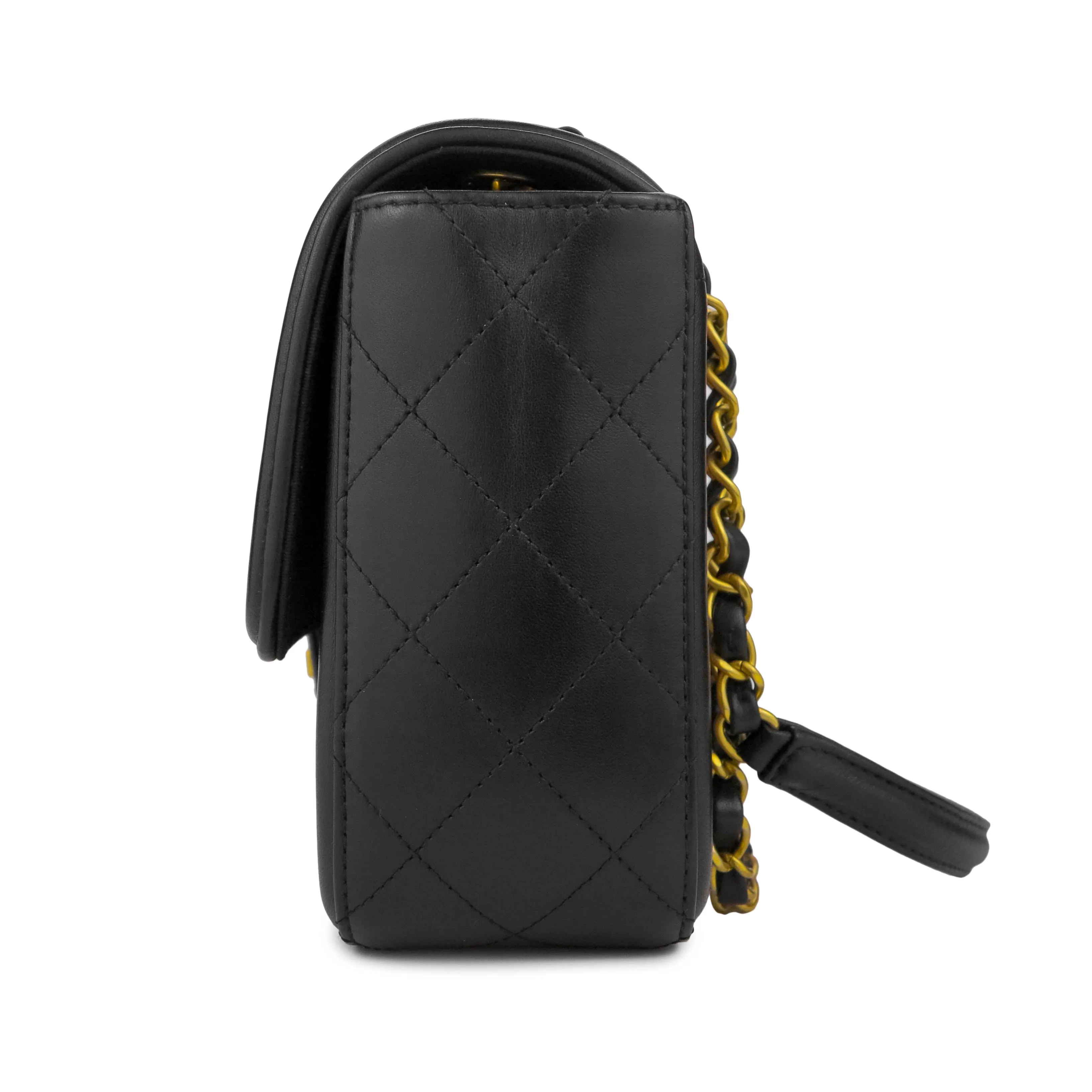 Elegant CC Medium Flap Bag in Caramel Black Lambskin