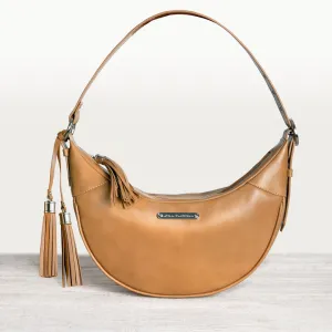 Elle - Equestrian Half-Moon Vanity Bag in Caramel Italian Leather