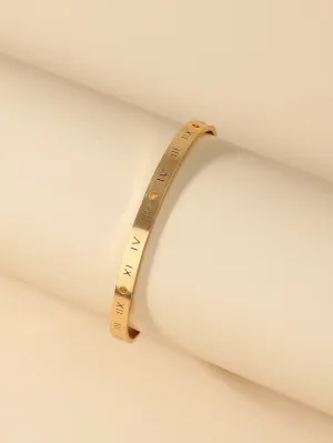 Engraved Cuff Bangle - Gold