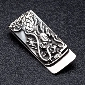 Engraved Dragon Sterling Silver Money Clip