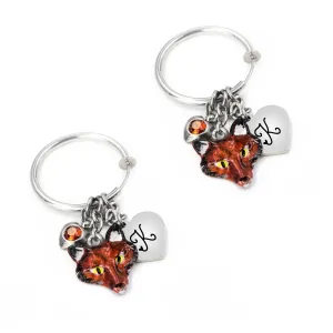 Engraved Fox Hoop Earrings with initial