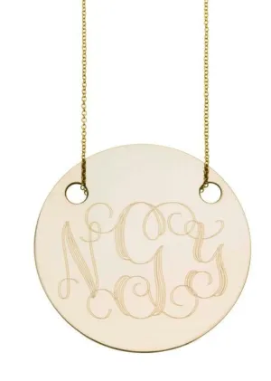 Engraved Gold Disk Necklace