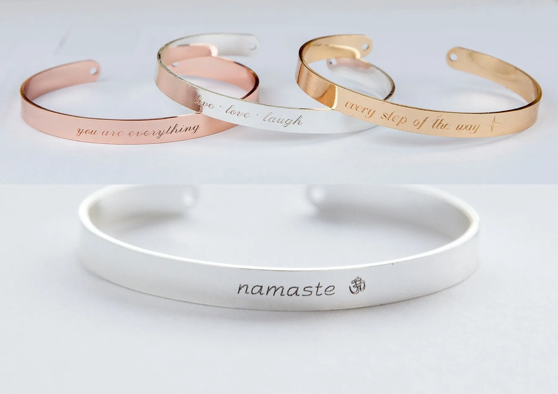 Engraved Namaste Yoga Bracelet - Adjustable Copper Jewelry Gift