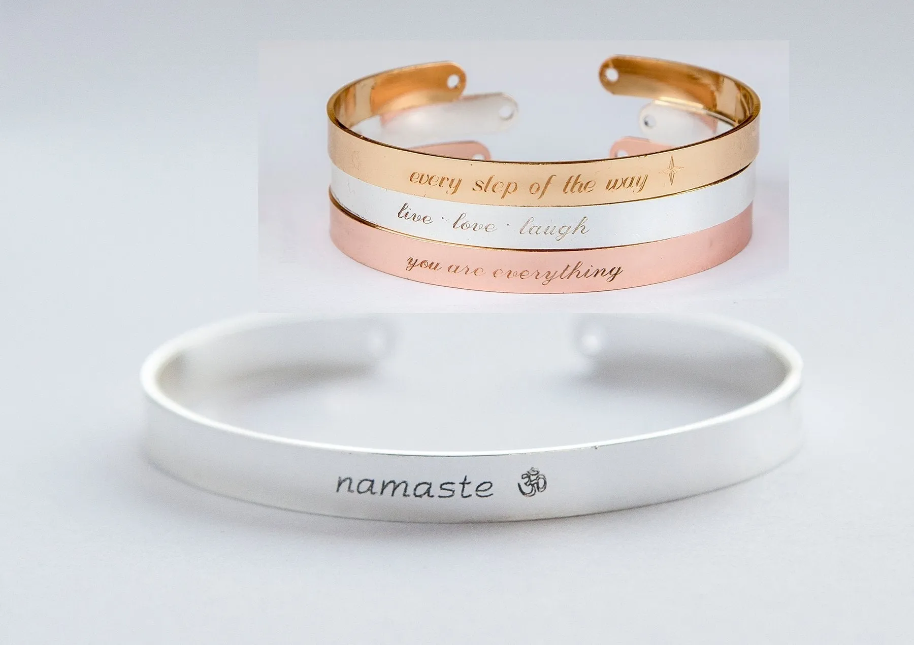 Engraved Namaste Yoga Bracelet - Adjustable Copper Jewelry Gift