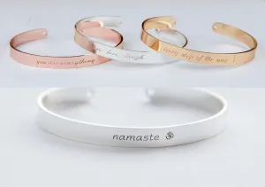 Engraved Namaste Yoga Bracelet - Adjustable Copper Jewelry Gift