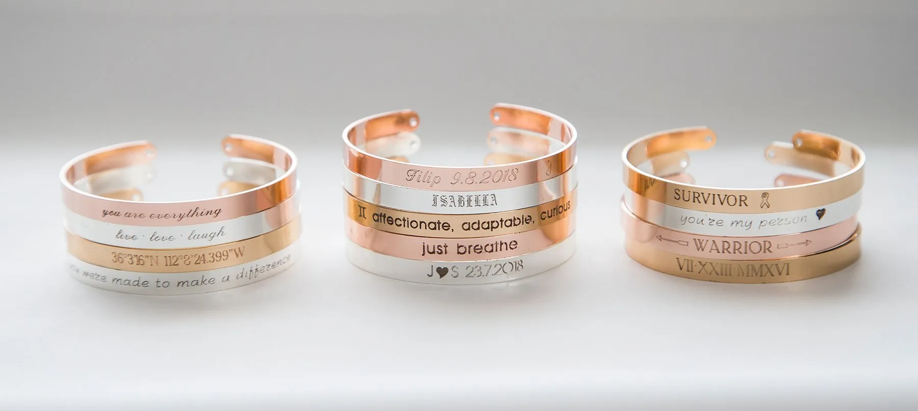 Engraved Roman Numerals Cuff Bracelet - Customizable Anniversary Gift