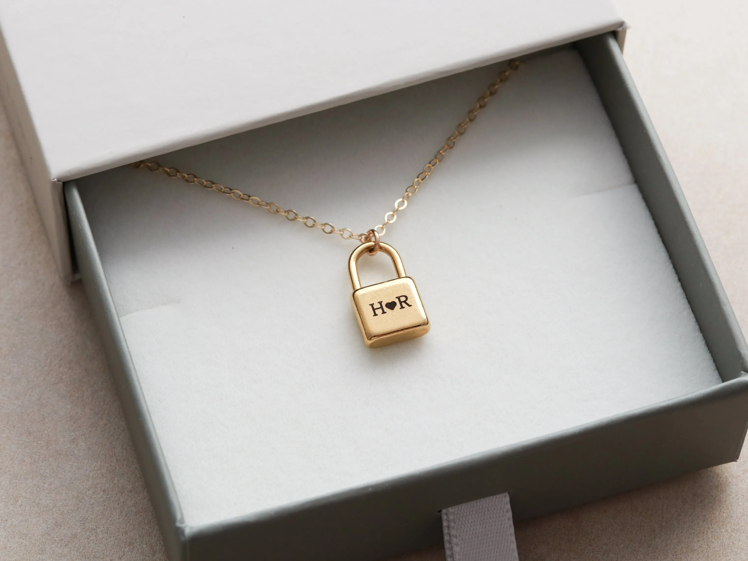 Engraved Square Padlock Necklace