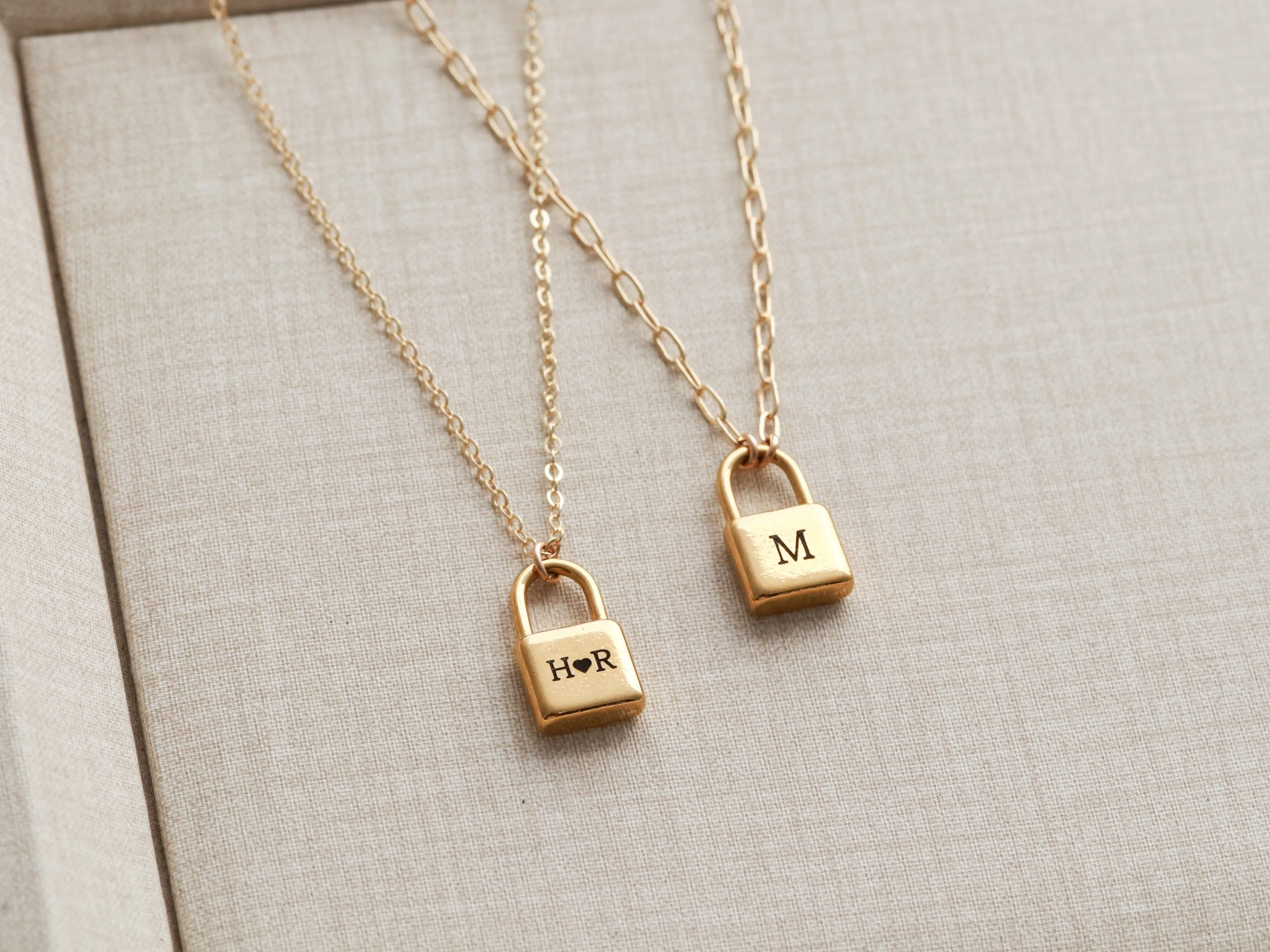 Engraved Square Padlock Necklace