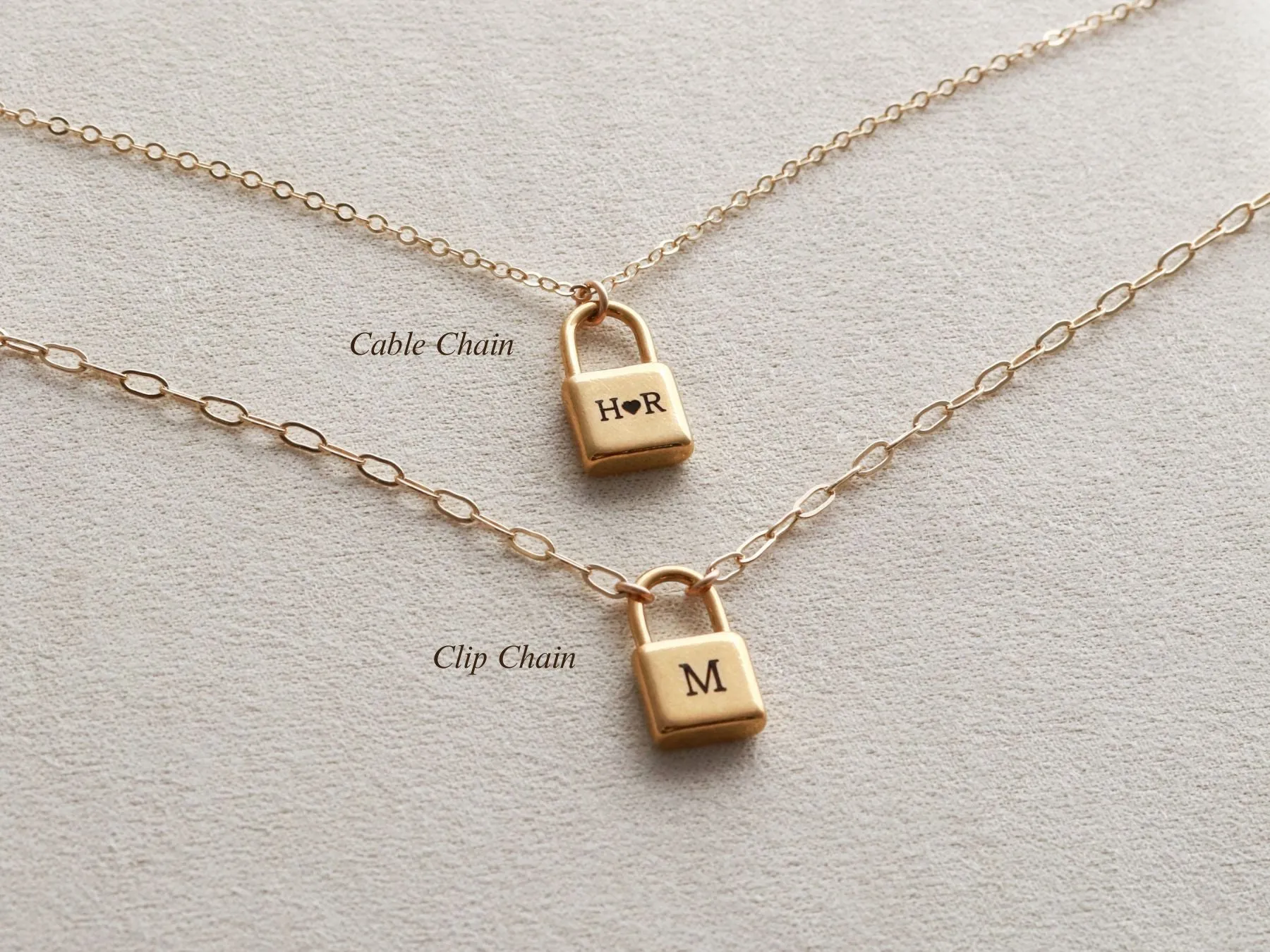 Engraved Square Padlock Necklace