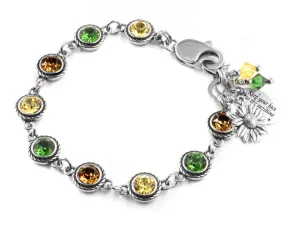 Engraved Yellow Sunflower Crystal Bracelet