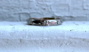 Etched Vintage 14K White Gold Wedding Band.