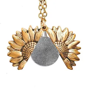 Exclusive Sunflower Fingerprint Necklace & Chain Jewelry