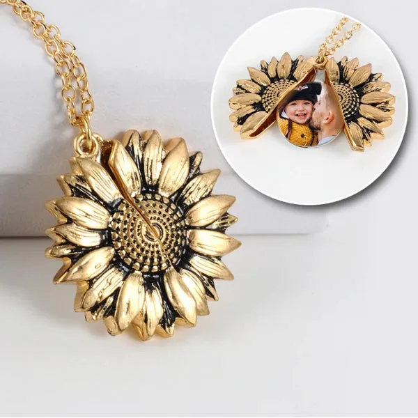 Exclusive Sunflower Photo Locket & Chain Jewelry