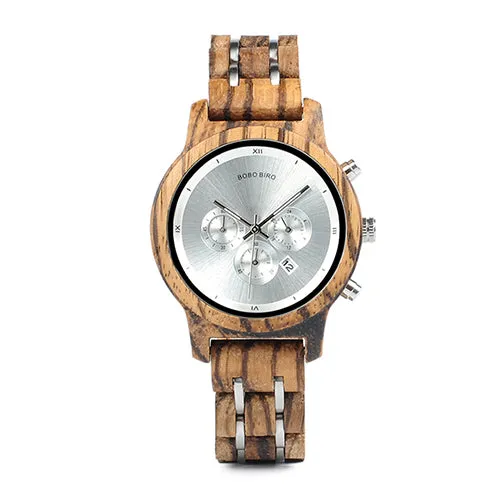 Fashion Women's Wood & Steel Watches in Wooden Gift Box Case - Silver,Black,Pink