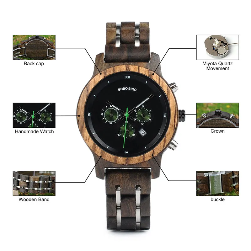 Fashion Women's Wood & Steel Watches in Wooden Gift Box Case - Silver,Black,Pink