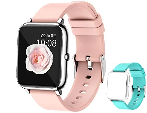 feifuns Smart Watch,1.4" LCD Full Touch Screen Fitness Tracker with Heart Rate/Blood Pressure/Blood Oxygen Monitor,Pedometer,Sleep Tracker,Waterproof Activity Tracker for Men/Women/Gift (Pink Band)