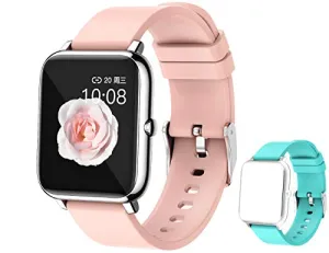 feifuns Smart Watch,1.4" LCD Full Touch Screen Fitness Tracker with Heart Rate/Blood Pressure/Blood Oxygen Monitor,Pedometer,Sleep Tracker,Waterproof Activity Tracker for Men/Women/Gift (Pink Band)