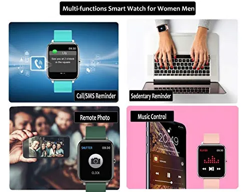 feifuns Smart Watch,1.4" LCD Full Touch Screen Fitness Tracker with Heart Rate/Blood Pressure/Blood Oxygen Monitor,Pedometer,Sleep Tracker,Waterproof Activity Tracker for Men/Women/Gift (Pink Band)