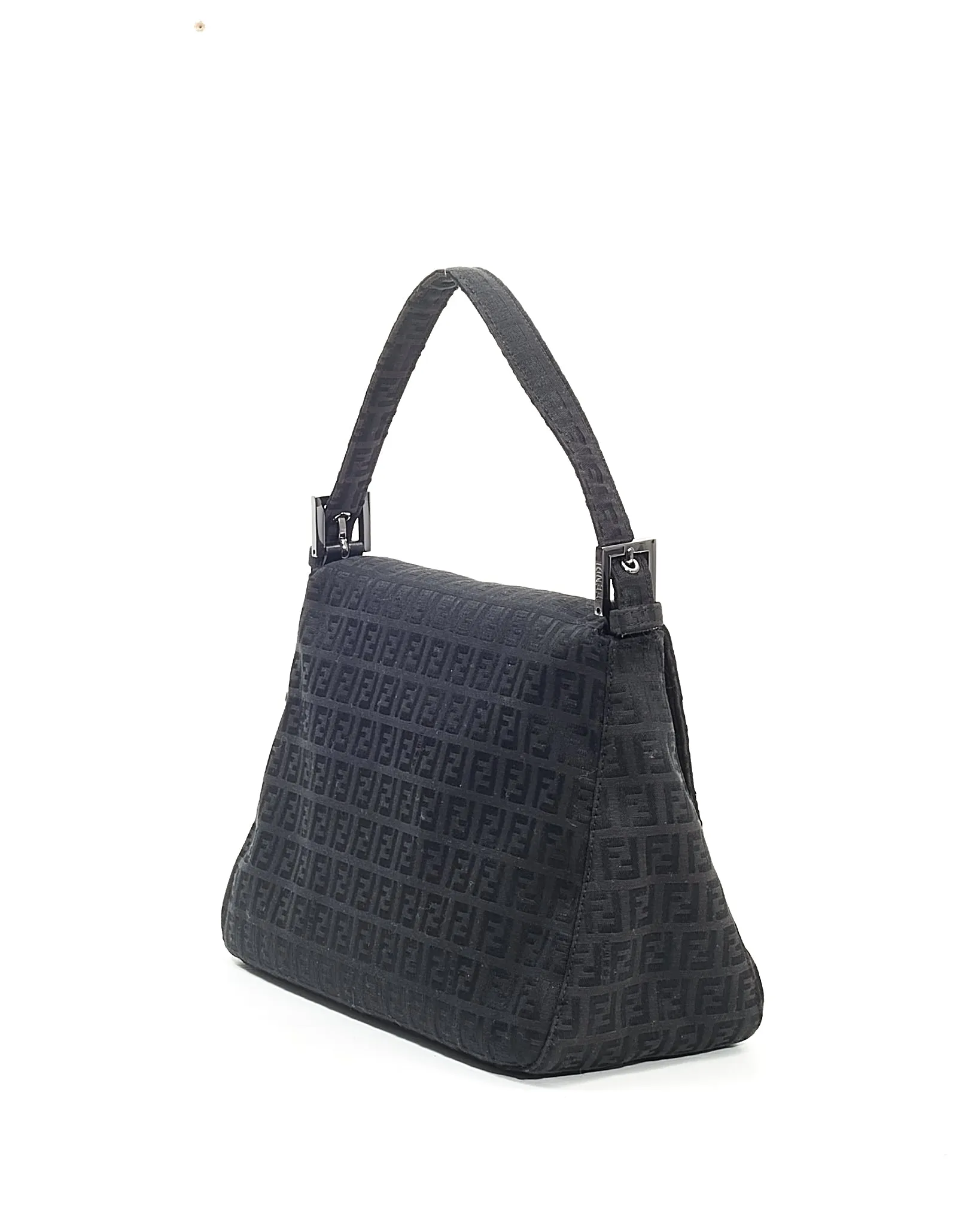 Fendi Black Zucchino Canvas Mamma Baguette Bag