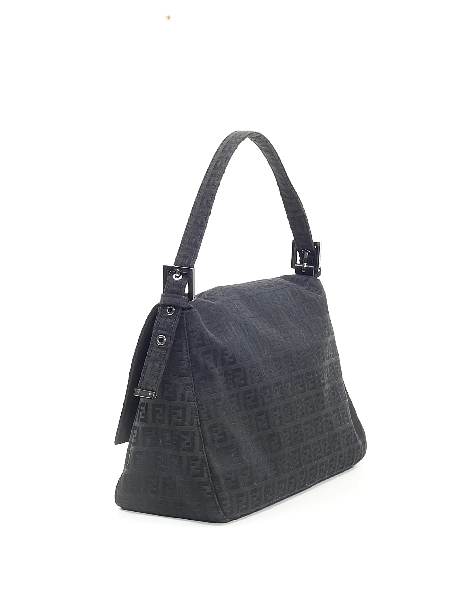 Fendi Black Zucchino Canvas Mamma Baguette Bag