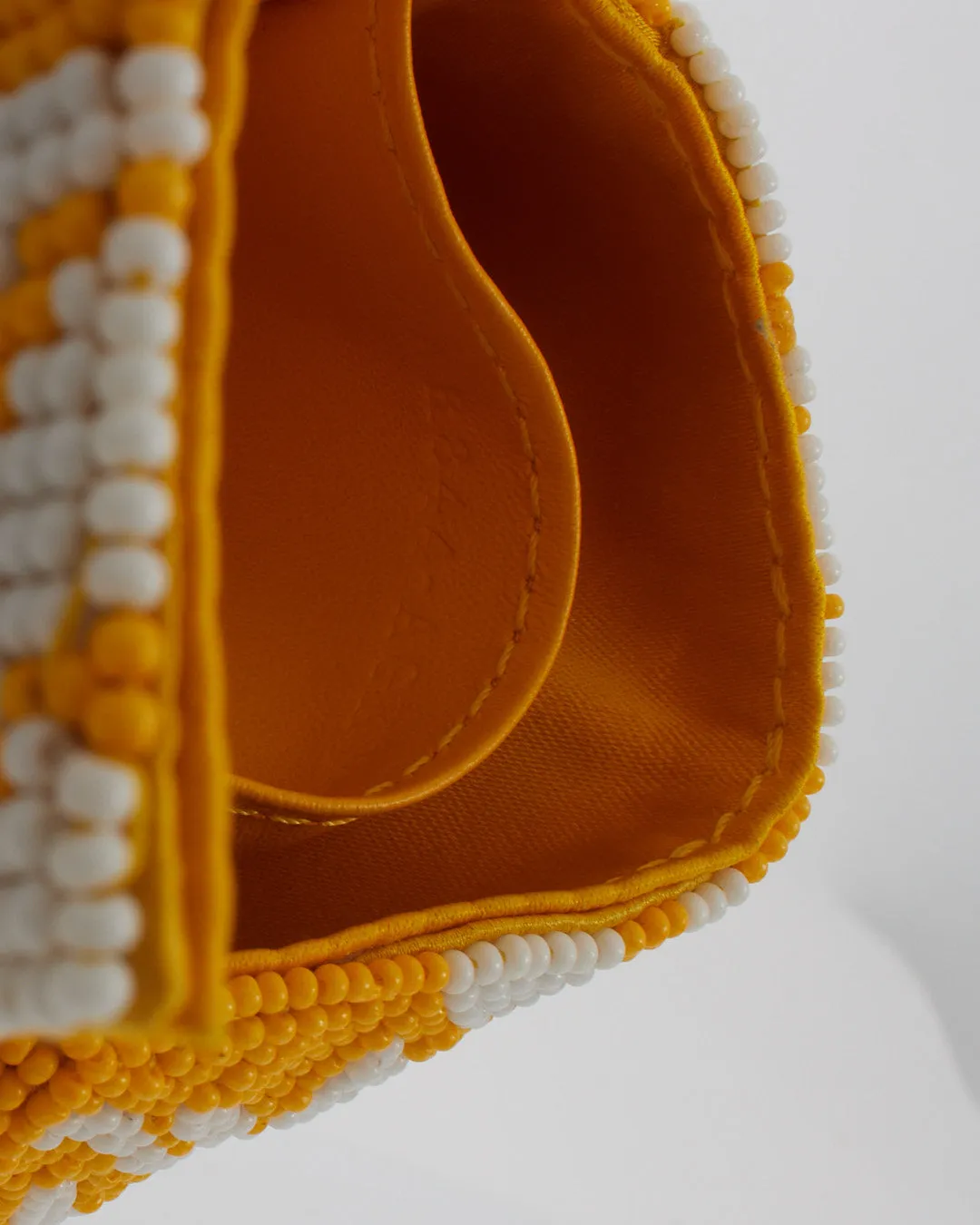 Fendi Yellow and White FF Logo Beaded Nano Baguette Charm Bag