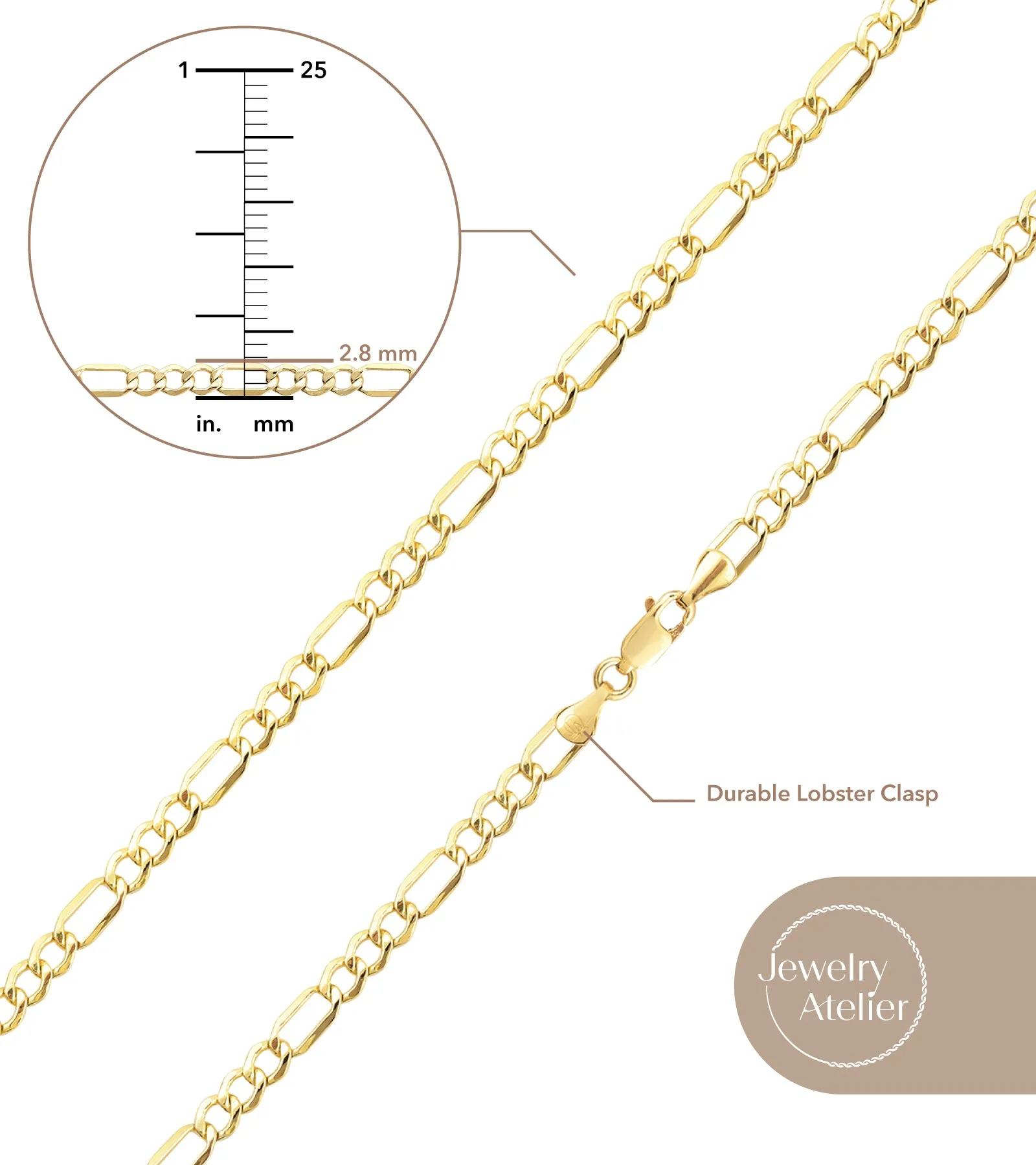 Figaro Chain Necklace (2.8mm)
