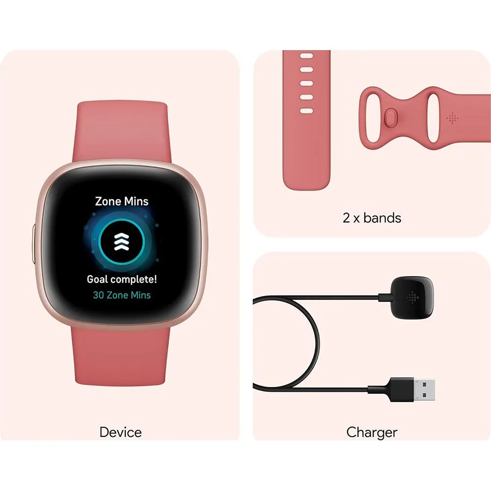 Fitbit Versa 4 Fitness Smartwatch, Pink Sand/Copper Rose Aluminum