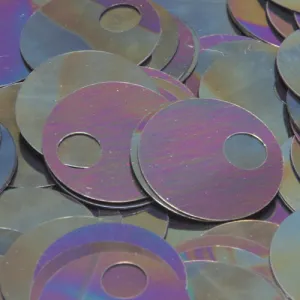 Flat Round Top Large Hole Sequin #43 Black (Metallic Iris)